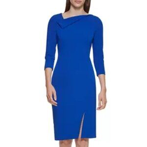 Calvin Klein NWT Sexy Elegant Regatta Fold Over Neckline Sheath Dress Plus Sizes